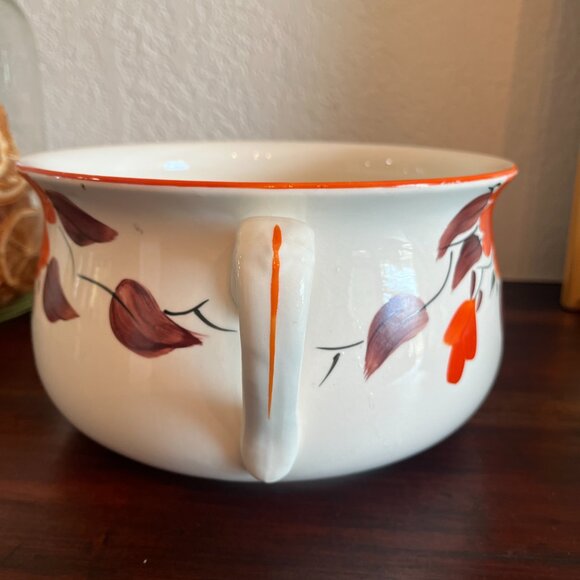 Vintage Planter Chamber Pot w/ Handle Floral Boho Retro Cottagecore Hand Painted - Picture 8 of 8